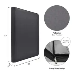 Premium 9 Pocket Trading Card Binder - PU Leather - 360 Side Loading Pocket A... - Image 3