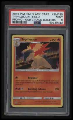 2019 Pokemon Sm Black Star Promo Typhlosion-Holo Promo-Unb 3 Pack Blisters PSA 9 - Image 1
