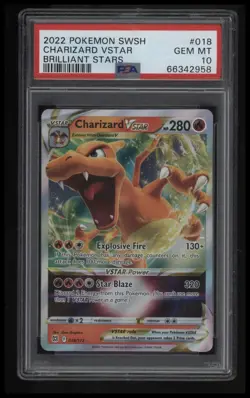 2022 Pokemon Sword & Shield Brilliant Stars Charizard Vstar PSA 10 - Image 1