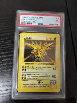 1999 Pokemon Holo Base Set Shadowless Zapdos Graded PSA 7 Near Mint - Image 1