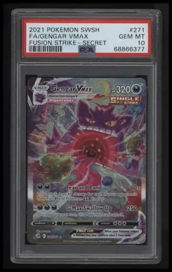 2021 Pokemon Sword & Shield Fusion Strike Gengar Vmax Alt Art Secret PSA 10 - Image 1