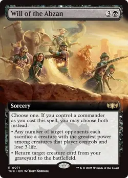 Extended Art WILL OF THE ABZAN mtg NM-M Commander Tarkir Dragonstorm 1 Rare - Image 1