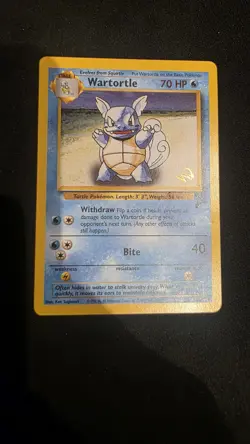 Wartortle 63/130 Base Set 2 Gold W Stamped WOTC Promo Pokemon Card Rough Shape - Image 1
