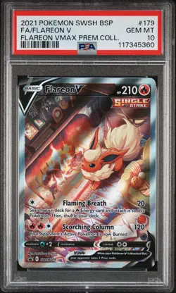 2021 POKEMON SWSH BLACK STAR PROMO #179 FULL ART/FLAREON V PSA 10 - Image 1