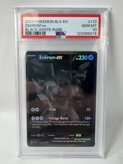 2025 POKEMON BLK EN-BLACK BOLT BLACK WHITE RARE #172 ZEKROM EX PSA 10 - Image 1