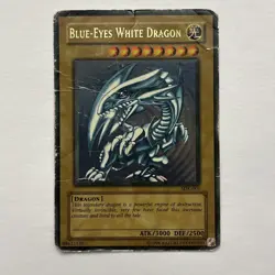 Yugioh Faded Misprint Wavy Blue-Eyes White Dragon SDK-001 Ultra Rare HP/DMG - Image 1