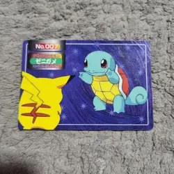Pokemon Card Japanese Topsun Squirtle Pikachu No.007 Anime Battle Version - Image 1