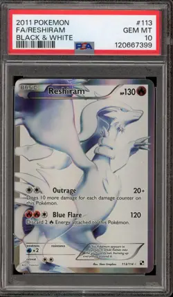 Pokemon Reshiram Black & White Full Art #113 PSA 10 Gem Mint - Image 1