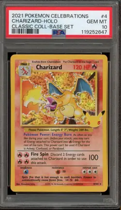 Pokemon Charizard Celebrations Classic Coll. Base Set Holo Rare #4 PSA 10 - Image 1