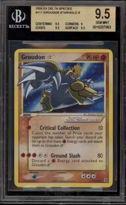 Pokemon Groudon Gold Star EX Delta Species Holo Rare #111 BGS 9.5 - Image 1