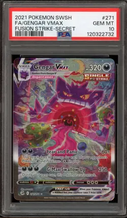 Pokemon Gengar VMAX Fusion Strike Secret Rare Full Alt Art #271 PSA 10 Gem Mint - Image 1