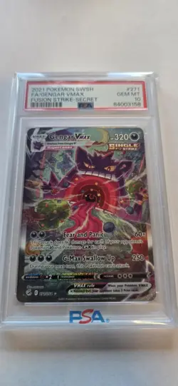 Pokemon Gengar VMAX Fusion Strike Secret Rare Full Alt Art #271 PSA 10 Gem Mint - Image 1