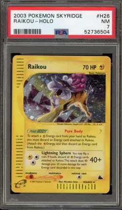 Pokemon Raikou Skyridge Holo Rare #H26 PSA 7 - Image 1