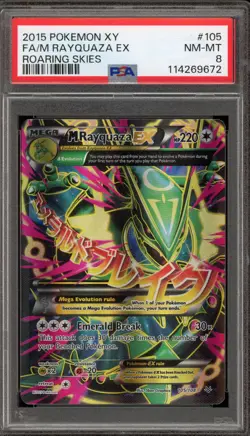 Pokemon M Rayquaza EX XY Roaring Skies Full Art #105 PSA 8 - Image 1