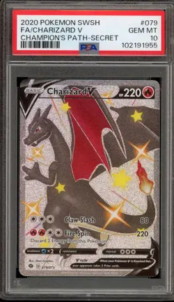 Pokemon Charizard V Champion's Path Secret Rare Full Art #079 PSA 10 Gem Mint - Image 1