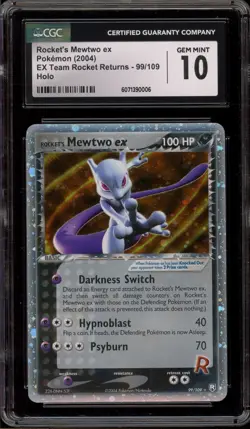 Pokemon Rocket's Mewtwo ex EX Team Rocket Returns Holo Rare #99 CGC 10 Gem Mint - Image 1
