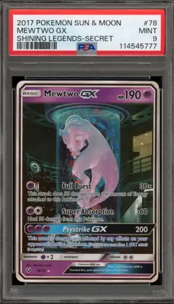 Pokemon Mewtwo GX Shining Legends Secret Rare #78 PSA 9 Mint - Image 1