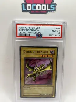 2002 Yugioh LOB-E053 Curse of Dragon Super 1st Edition EU PSA 8 NM European - Image 1