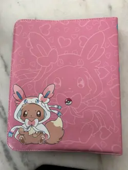 New Pokemon Card Binder Eevee Sylveon Costume Pink Hearts 9-Pocket Zip Album - Image 2