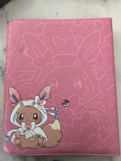 New Pokemon Card Binder Eevee Sylveon Costume Pink Hearts 9-Pocket Zip Album - Image 2