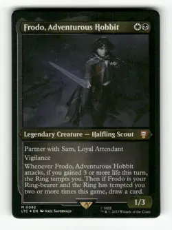 Frodo, Adventurous Hobbit (Display Commander) - Thick Stock 82 NM Foil M MTG Mag - Image 1