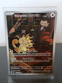 Pokemon TCG Team Rocket’s Meowth 203/182 Illustration Rare NM - Image 1