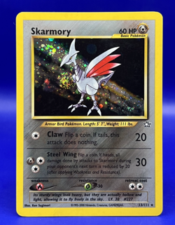 2000 Pokemon Card Neo Genesis Skarmory 13/111 Unlimited Edition Holo SWIRL HP - Image 1