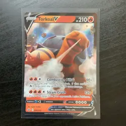 Pokemon TCG SWSH01: Sword & Shield Base Set Torkoal V #024/202 Ultra Rare NM - Image 1
