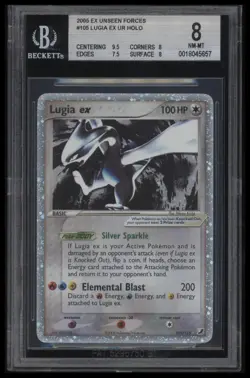 2005 POKEMON EX UNSEEN FORCES #105 LUGIA EX-HOLO BGS 8 NM-MT - Image 1