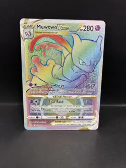 Pokemon Mewtwo VSTAR Rainbow Hyper Rare Card 079/078 Pokemon Go TCG - Image 1