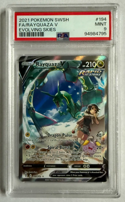 Pokemon Rayquaza V Evolving Skies Full Alt Art #194 PSA 9 Mint - Image 1