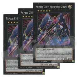 Yugioh Number C102: Archfiend Seraph x 3 - 1st Edition Super Rare NM - Free Holo - Image 1