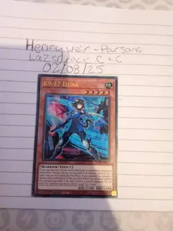 K9-17 Izuna Yu-Gi-Oh Ultra Rare 1st Edition JUSH-EN031 Yugioh Justice Hunters - Image 2