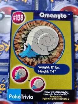 Pokemon Omanyte #138 Burger King Poketrivia Promo Pokemon Card Non Tear Out - Image 1