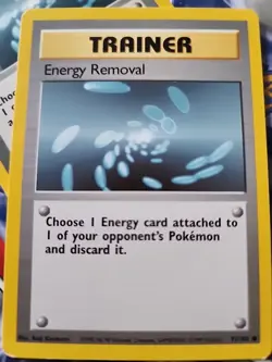 Pokemon 1999 Energy Removal Trainer Base Set, Unlimited Common Card 92/102 - Image 1