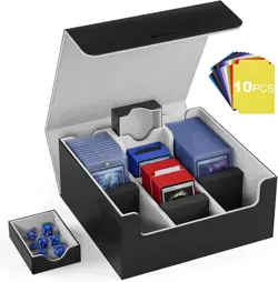 Card Deck Case Faux Leather Large Storage Box with Magnetic Closure for MTG - Image 3