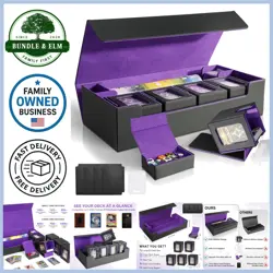 Card Deck Box Faux Leather Large Capacity 6-in-1 Storage for MTG Commander - Image 1