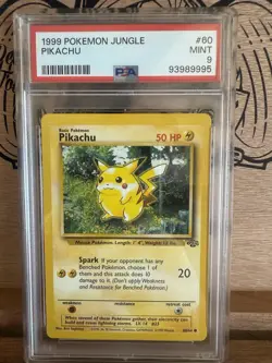 1999 WOTC POKEMON JUNGLE UNLIMITED PIKACHU 60/64 COMMON PSA 9 MINT - Image 1