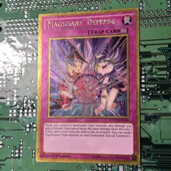 Magicians' Defense MVP1-ENG28 Gold Rare 1st Edition Yugioh Trap Card - Image 1