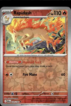 Pokemon Rapidash 030/182 Destined Rivals Reverse Holo Uncommon 2 Card Lot - Image 1