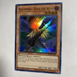 YUGIOH HOLO CARD BLACKWING - BORA THE SPEAR BLCR-EN057 1ST EDITION - Image 2