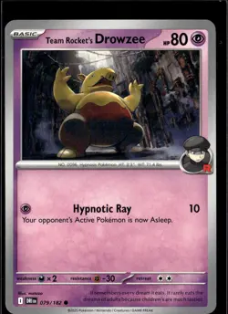 Pokemon Team Rocket’s Drowzee 079/182 Destined Rivals Non Holo 2 Card Lot - Image 1