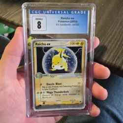 Raichu ex 98/100 CGC 8 NM/Mint 2003 Pokemon EX Sandstorm Holo Rare TCG Card - Image 1