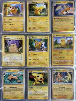 Pokemon Card Species Set Lot - 9x Unique Cards / Pikachu Family 4 - Image 1