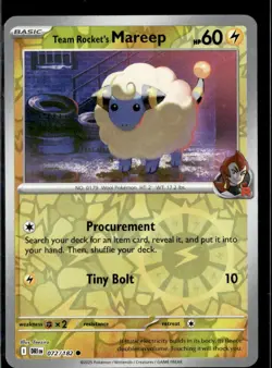 Pokemon Team Rocket’s Mareep 072/182 Destined Rivals Reverse Holo 2 Card Lot - Image 1
