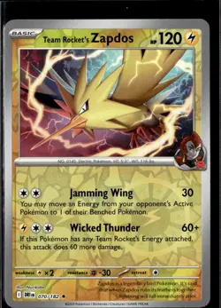 Pokemon Team Rocket’s Zapdos 070/182 Destined Rivals Reverse Holo 2 Card Lot - Image 1