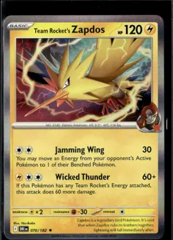 Pokemon Team Rocket’s Zapdos 070/182 Destined Rivals Holo Rare 2 Card Lot - Image 1