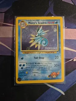 Prerelease Misty's Seadra 9/132 Gym Heroes Holo Rare Vintage Pokemon Card - Image 1