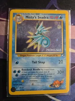 Prerelease Misty's Seadra 9/132 Gym Heroes Holo Rare Vintage Pokemon Card - Image 2
