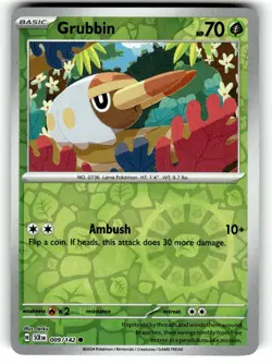 Pokemon Stellar Crown Grubbin 009/142 Reverse Holo - Image 1